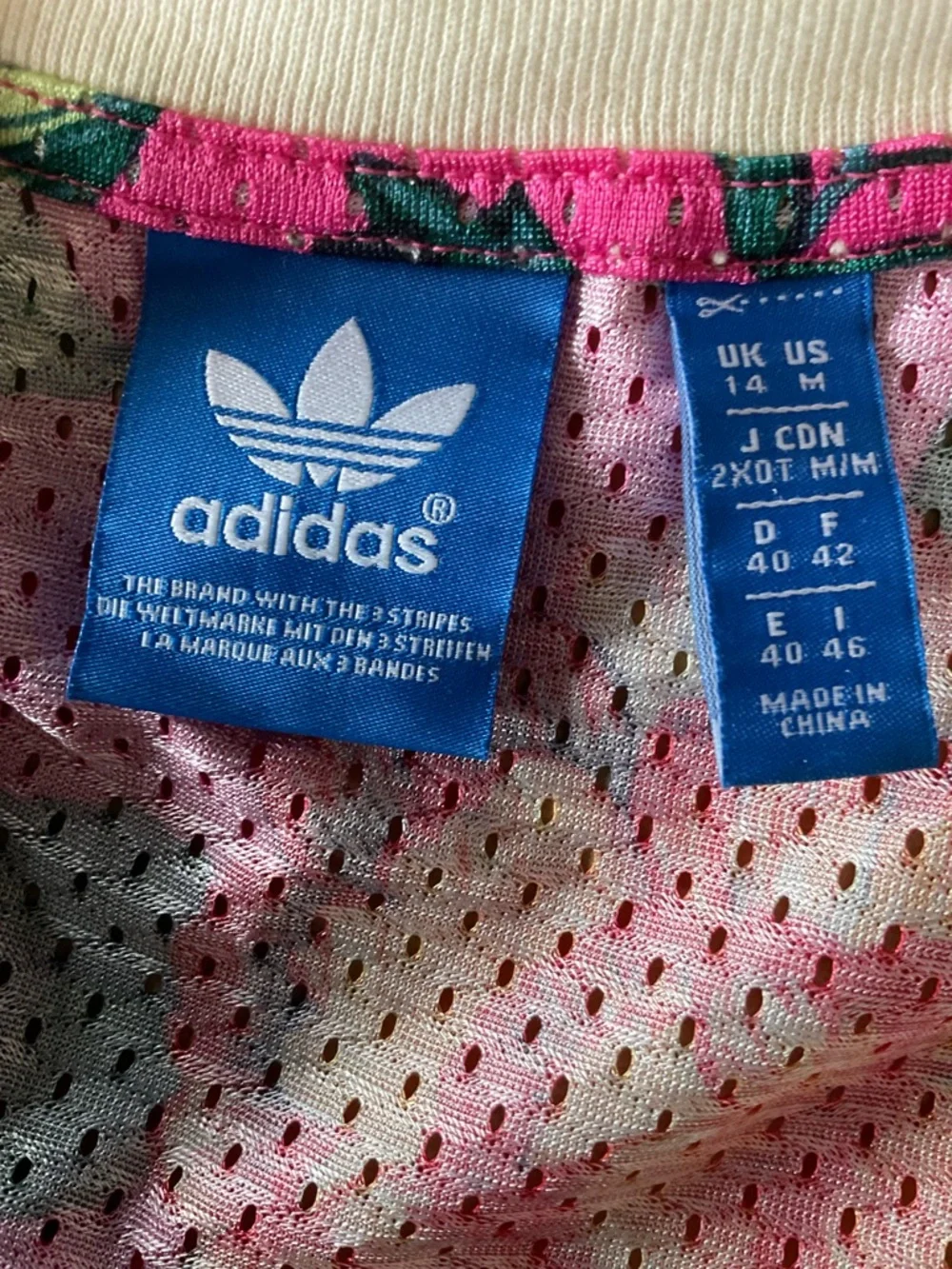 adidas Bright Pink Floral Trefoil Mesh Tank - Picture 3 of 4